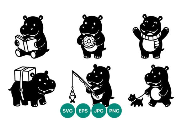 Black and White Cute Hippos in Fun Review