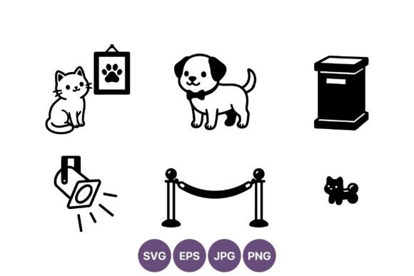 Black and White Pet Icons Vector Set Review