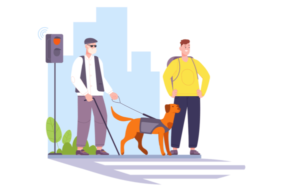 Blind Man in City Senior Cross Road Wit