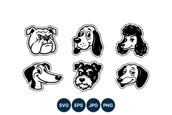 Cartoon Dog Faces Black White Review