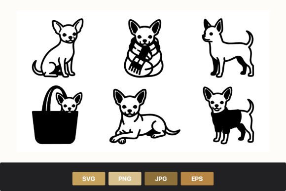 Chihuahua Dog Icons Black White Review