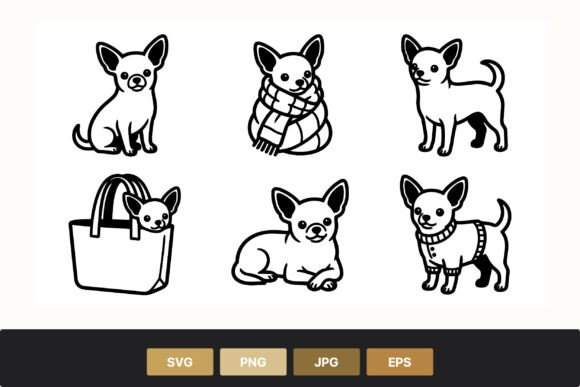 Chihuahua Dog Icons Simple Black White Review