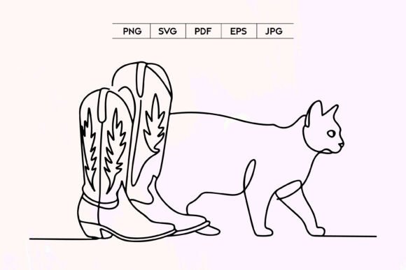 Cowboy Boots and Dog Line Art