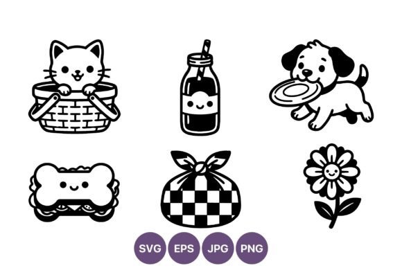 Cute Cat Basket Dog Frisbee Line Art Review