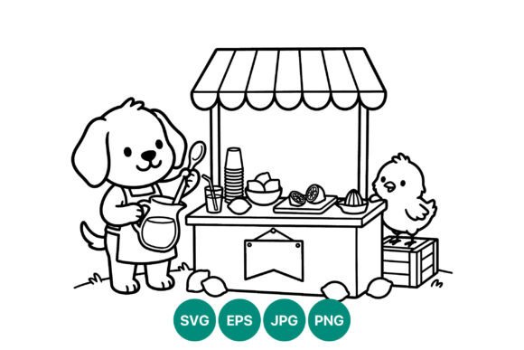 Cute Dog Lemonade Stand Line Art Review