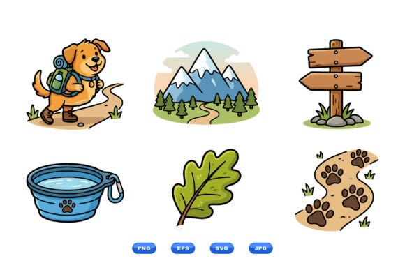 Cute Hiking Dog Clipart Set Review