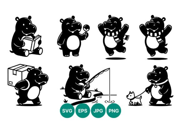 Cute Hippo Vector Art Set Review