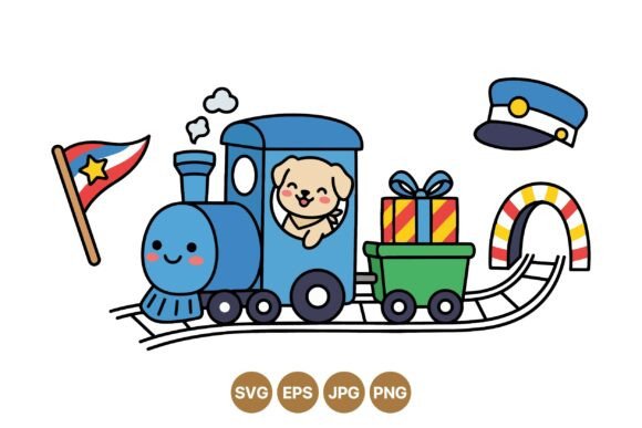 Cute Puppy Train Clipart Svg Review