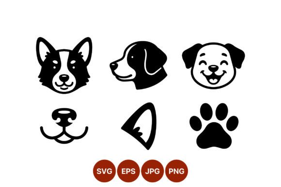 Dog Faces and Paw Vector Icons Review