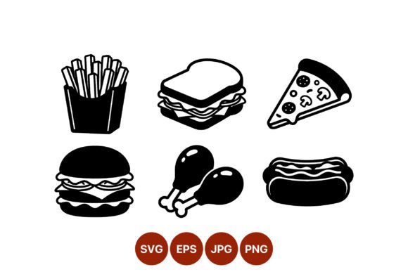 Fast Food Black White Vector Icons Review