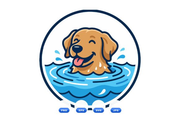 Happy Dog Swimming Clipart Review for Embroidery Projects