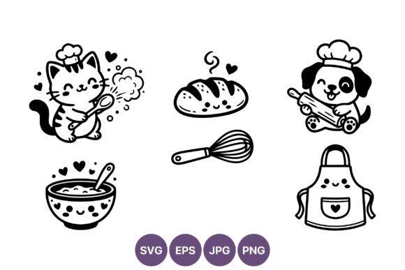 Kawaii Cat Dog Chefs Baking Vector Review