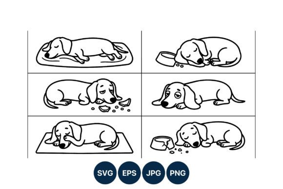 Sleeping and Sad Dachshund Line Art Review